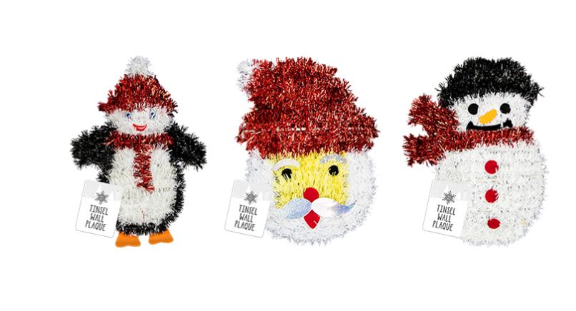 Buy Christmas Tinsel Wall Plaque and wholesale Christmas Baubles & Hanging Decorations at Christmas Wholesaler Christmas Wholesale Seller
