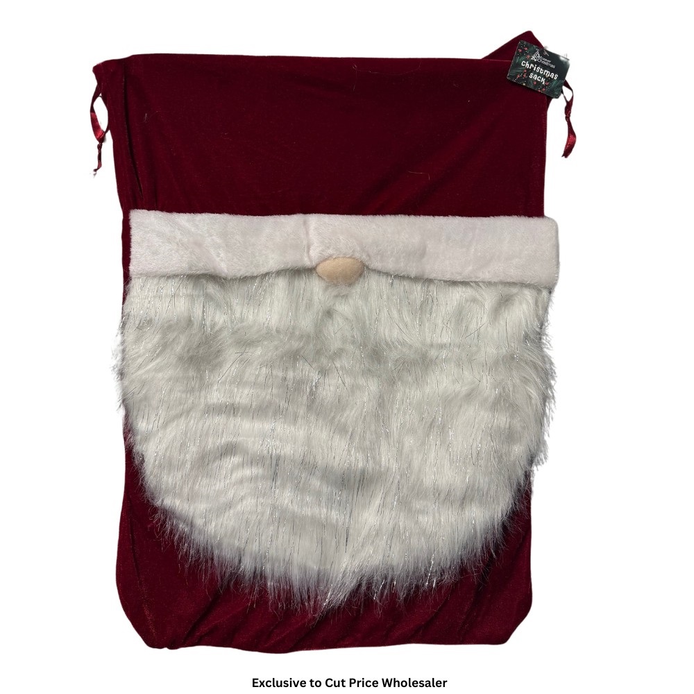 Buy Red Gonk Velvet Santa Sack 50 x 70cm and wholesale Christmas Sacks at Christmas Wholesaler Christmas Wholesale Seller