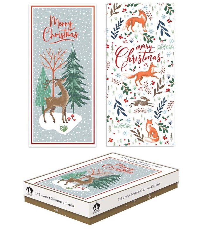 Buy Christmas Cards 12 Slim Boxed Woodland Animals and wholesale Christmas Cards & Money Wallets at Christmas Wholesaler Christmas Wholesale Seller