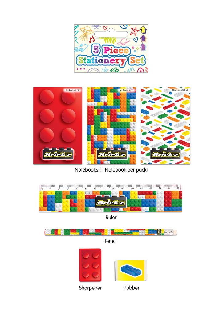 Buy Brickz Stationery Set 5 Pack and wholesale Stationery Sets at Christmas Wholesaler Christmas Wholesale Seller