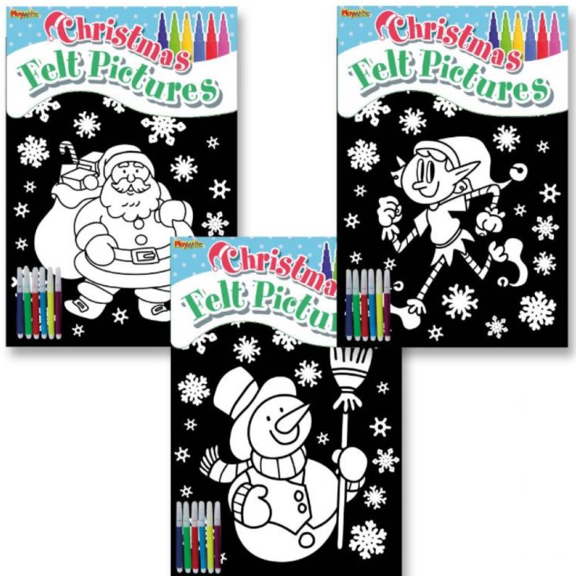 Buy Christmas Felt Colouring 29.5cm x 21cm ( 3 Assorted ) and wholesale Christmas Crafts & Stationery at Christmas Wholesaler Christmas Wholesale Seller