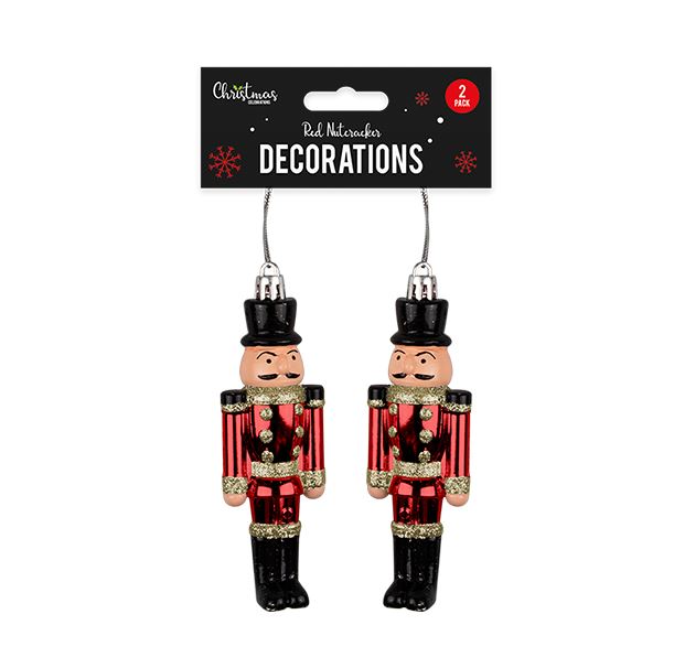 Buy Red Nutcracker Decorations - 2Pk and wholesale Christmas Baubles & Hanging Decorations at Christmas Wholesaler Christmas Wholesale Seller