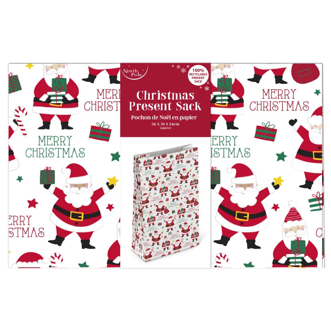 Buy Christmas Merry Santa Kraft Sack and wholesale Christmas Sacks at Christmas Wholesaler Christmas Wholesale Seller