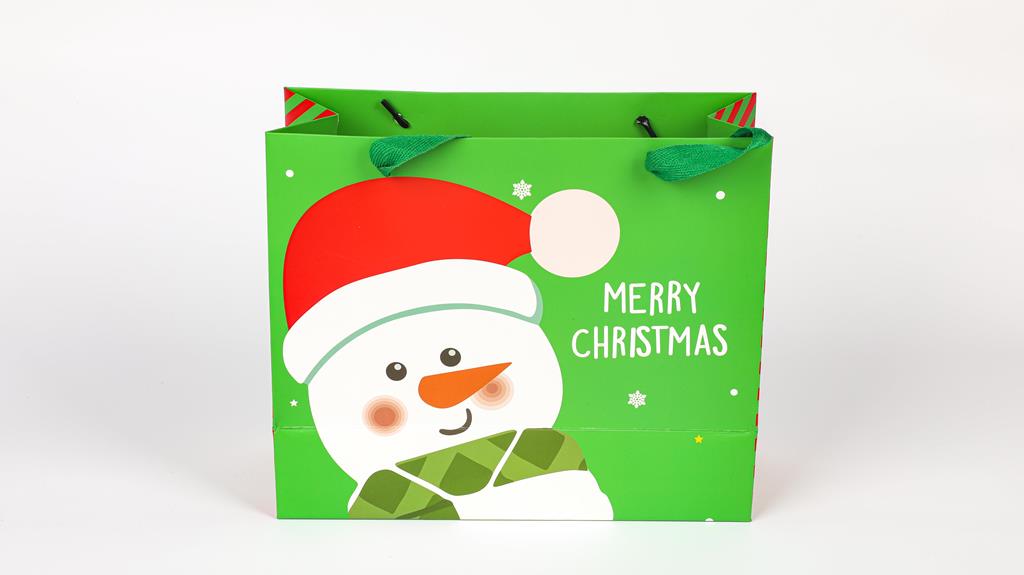Buy Snowman Green Gift Bag Large 31X27X12cm and wholesale Christmas Gift Bags at Christmas Wholesaler Christmas Wholesale Seller