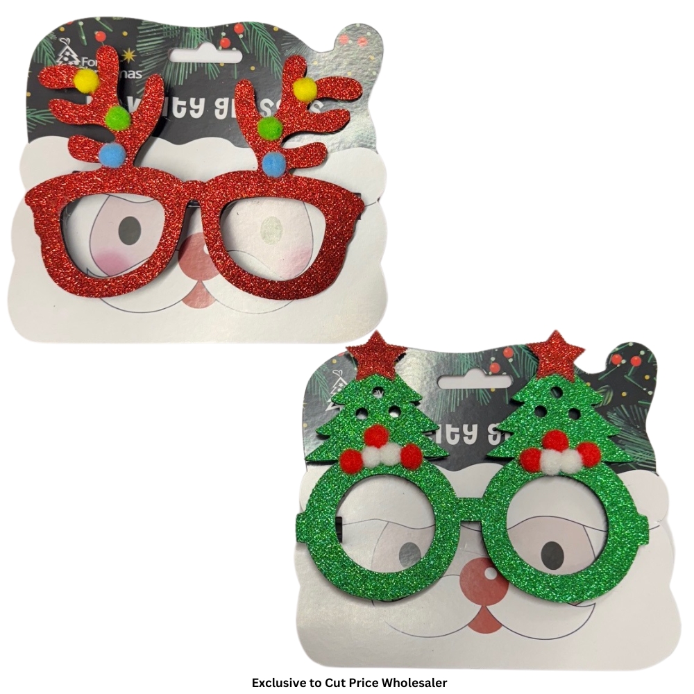 Buy Novelty Christmas Glasses 15 x 12cm and wholesale Christmas Fancy Dress at Christmas Wholesaler Christmas Wholesale Seller