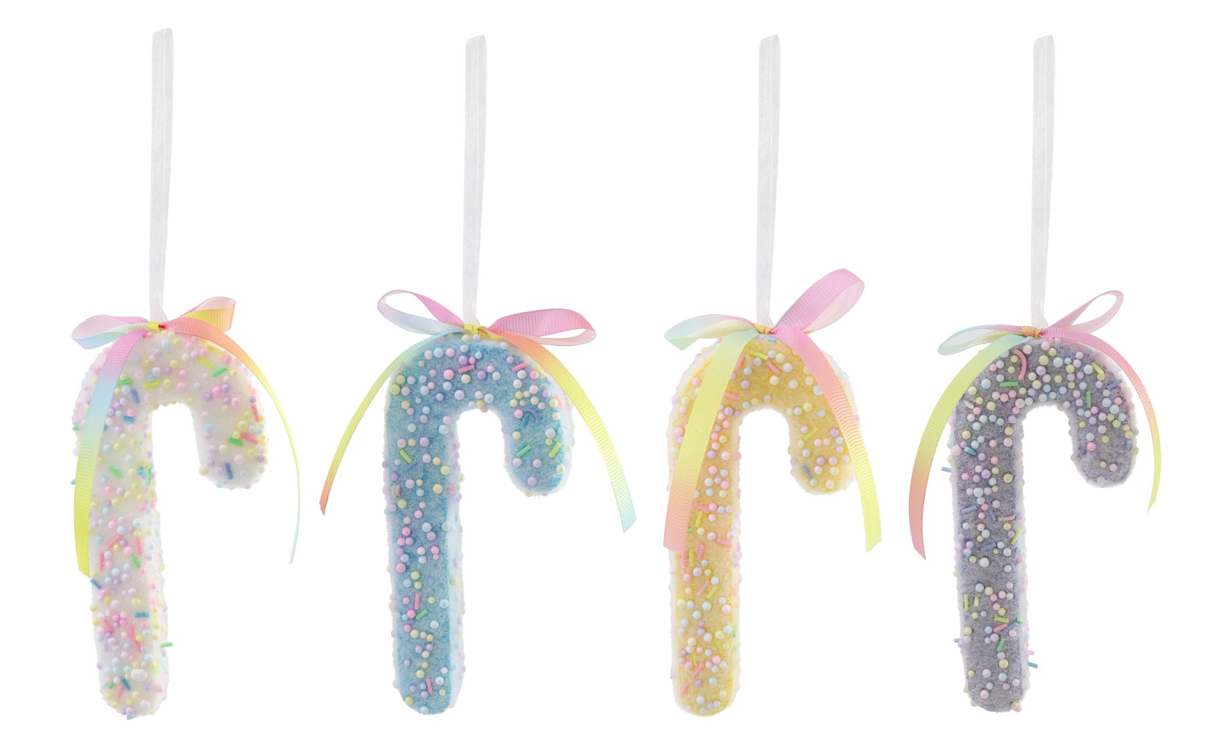 Buy Christmas Flocked Hanging Candycane Sprinkles 15cm and wholesale Christmas Candy Cane Decorations at Christmas Wholesaler Christmas Wholesale Seller