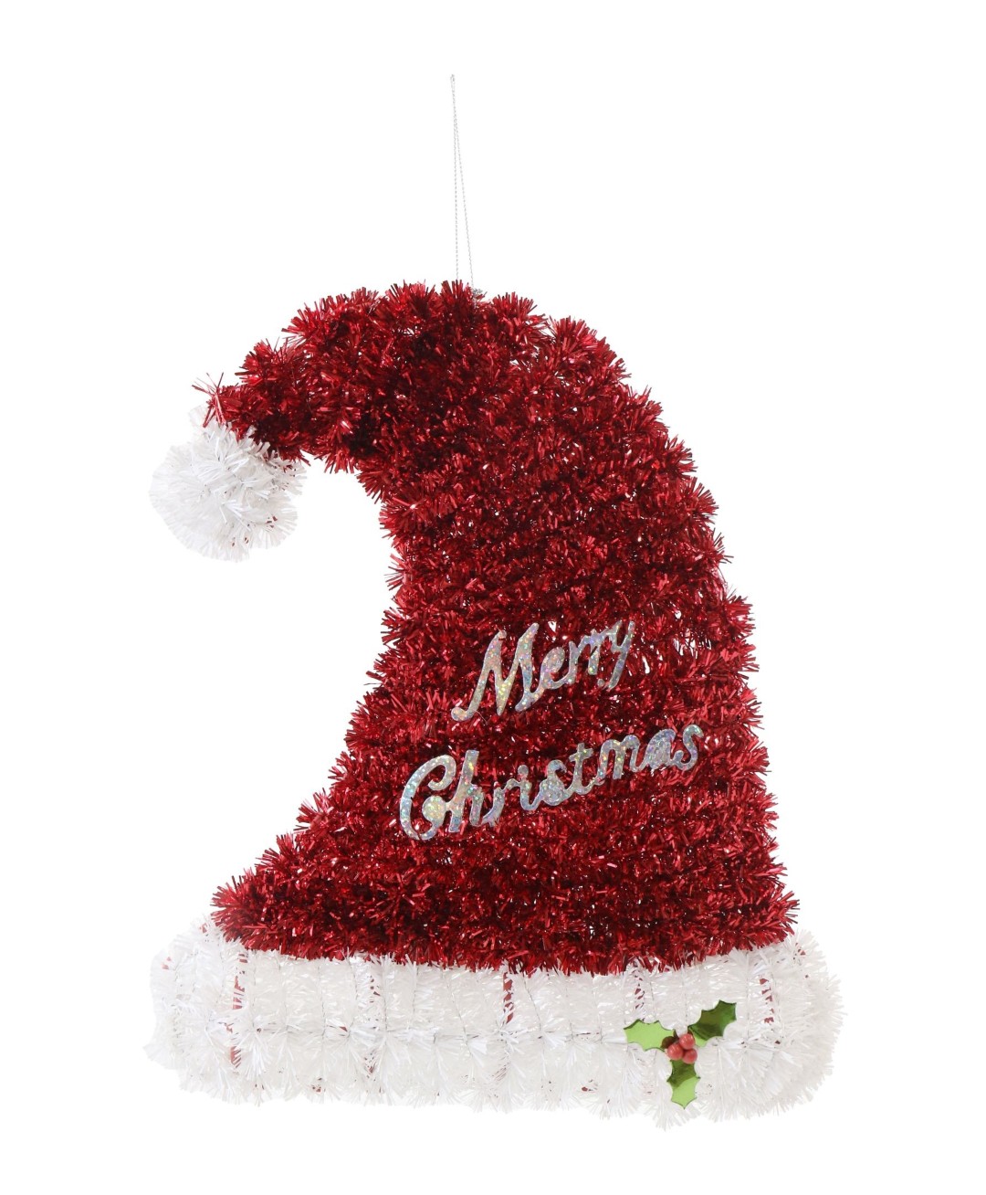 Buy Christmas Tinsel Hat Plaque 30cm and wholesale Christmas Baubles & Hanging Decorations at Christmas Wholesaler Christmas Wholesale Seller