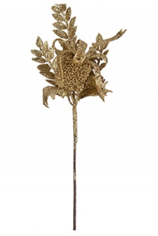 Buy Winterwood Leaves & Present Gold 16" and wholesale Christmas Candy Cane Decorations at Christmas Wholesaler Christmas Wholesale Seller