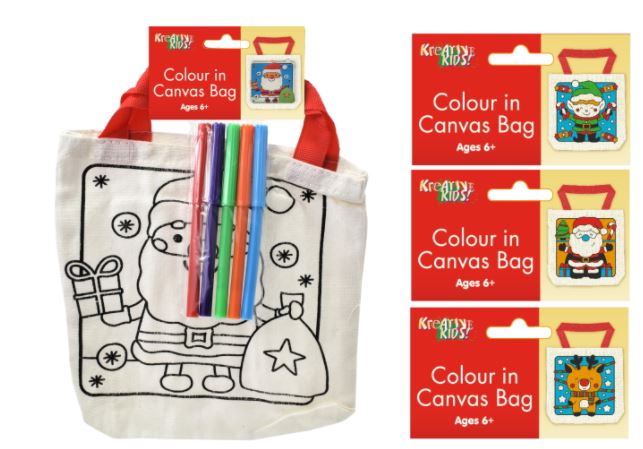 Buy Christmas Colour Your Own Canvas Bag and wholesale Christmas Crafts & Stationery at Christmas Wholesaler Christmas Wholesale Seller