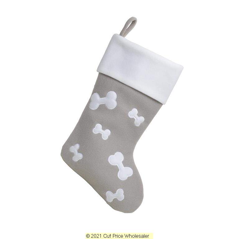 Buy Deluxe Plush Silver Bones Stocking 40cm X 25cm and wholesale Christmas Pets at Christmas Wholesaler Christmas Wholesale Seller