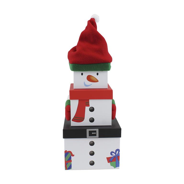 Buy Plush Gift Box Set 3 Piece - Traditional Snowman and wholesale Christmas Gift Bags, Wrap & Boxes at Christmas Wholesaler Christmas Wholesale Seller