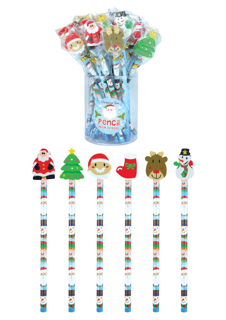 Christmas Pencil With Eraser Top x 24 ( 21p Each )